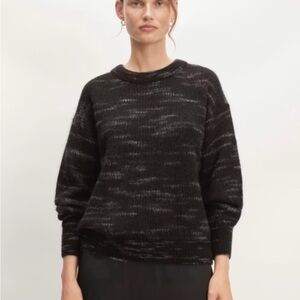 Everlane Women's Alpaca Wool Black and Gray Crew Neck Sweater